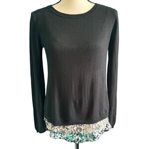 Verve Blues Tulip Back Black Double Layer Sweater Animal Print Women's Small